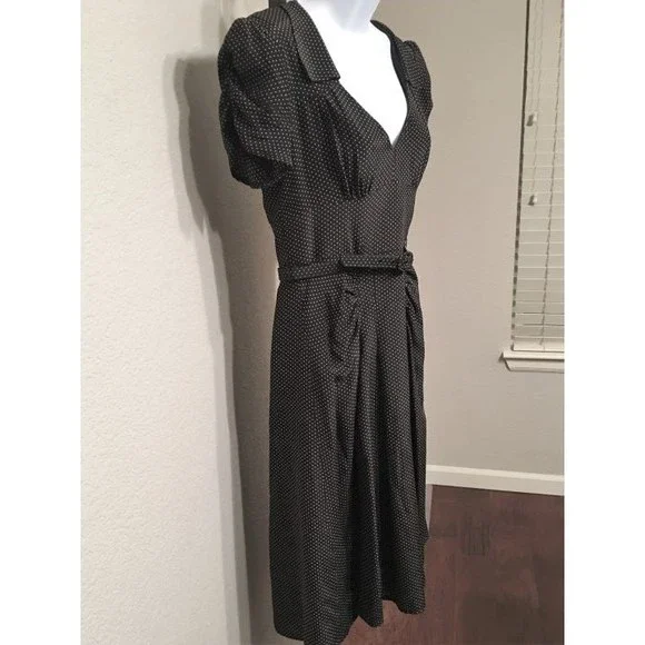 Nanette Lepore Size 4 Black Silk Polka Dot Dress - Picture 3 of 5